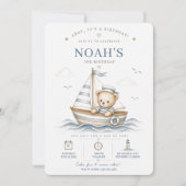 Kust Teddybeer Nautische Verjaardag Kaart (Voorkant)