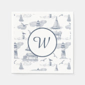Kust toile monogram | Preppy nautisch Servet (Voorkant)