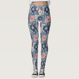 Kust Tropisch Hibiscus Patroon (10) Leggings