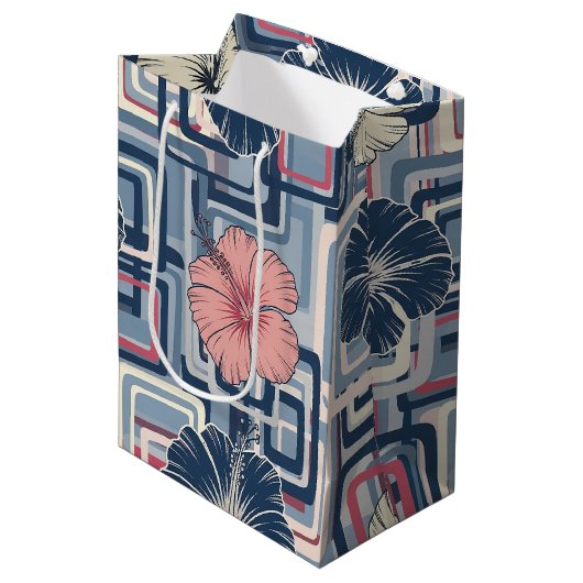 Kust Tropisch Hibiscus Patroon (10) Medium Cadeauzakje (Voorkant Gekanteld)