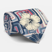 Kust Tropisch Hibiscus Patroon (10) Stropdas (Opgerold)