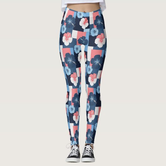 Kust Tropisch Hibiscus Patroon (11) Leggings (Voorkant)