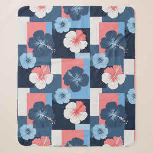Kust Tropisch Hibiscus Patroon (11) Sherpa Deken