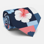 Kust Tropisch Hibiscus Patroon (11) Stropdas (Opgerold)