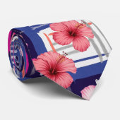 Kust Tropisch Hibiscus Patroon (12) Stropdas (Opgerold)