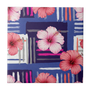 Kust Tropisch Hibiscus Patroon (12) Tegeltje
