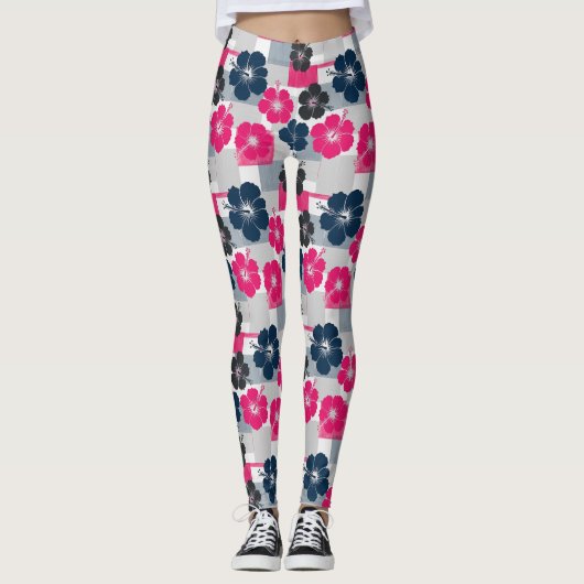 Kust Tropisch Hibiscus Patroon (13) Leggings (Voorkant)