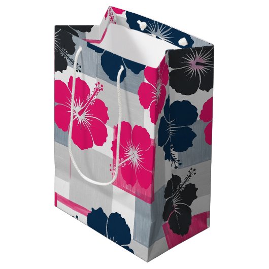 Kust Tropisch Hibiscus Patroon (13) Medium Cadeauzakje (Voorkant Gekanteld)