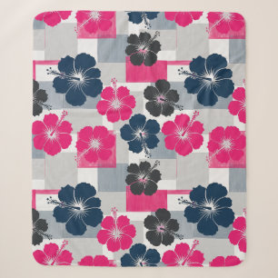 Kust Tropisch Hibiscus Patroon (13) Sherpa Deken