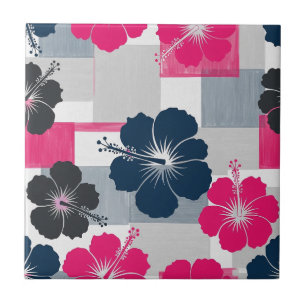 Kust Tropisch Hibiscus Patroon (13) Tegeltje