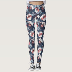 Kust Tropisch Hibiscus Patroon (14) Leggings
