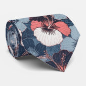 Kust Tropisch Hibiscus Patroon (14) Stropdas (Opgerold)
