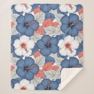 Kust Tropisch Hibiscus Patroon (1) Sherpa Deken