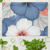 Kust Tropisch Hibiscus Patroon (1) Theedoek (Gevouwen)