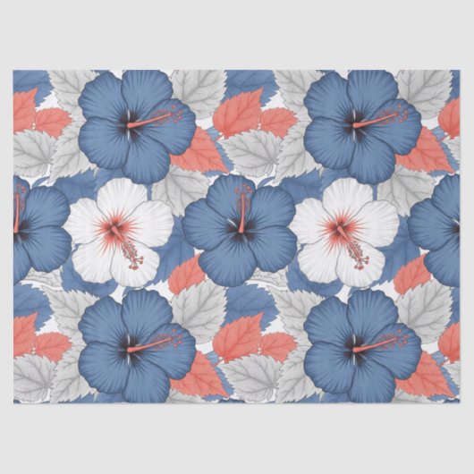 Kust Tropisch Hibiscus Patroon (1) Tissuepapier (Voorkant)
