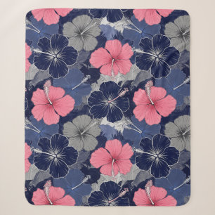 Kust Tropisch Hibiscus Patroon (2) Sherpa Deken
