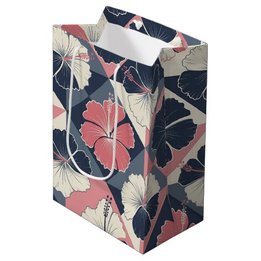 Kust Tropisch Hibiscus Patroon (3) Medium Cadeauzakje (Voorkant Gekanteld)
