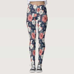 Kust Tropisch Hibiscus Patroon (4) Leggings