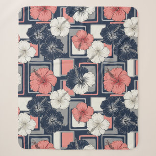 Kust Tropisch Hibiscus Patroon (4) Sherpa Deken