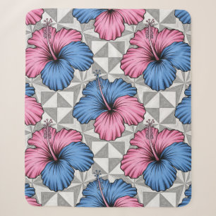 Kust Tropisch Hibiscus Patroon (5) Sherpa Deken