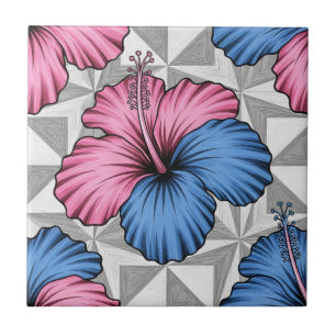 Kust Tropisch Hibiscus Patroon (6) Tegeltje