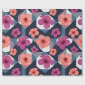 Kust Tropisch Hibiscus Patroon (8) Cadeaupapier (Vlak)