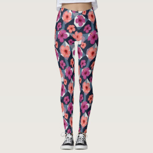 Kust Tropisch Hibiscus Patroon (8) Leggings