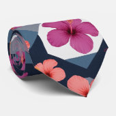 Kust Tropisch Hibiscus Patroon (8) Stropdas (Opgerold)
