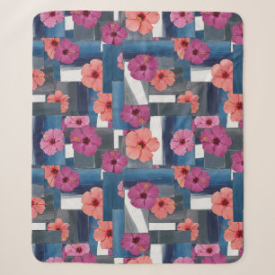 Kust Tropisch Hibiscus Patroon (9) Sherpa Deken