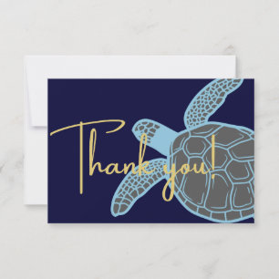 Kust tropisch marineblauwe zeeschildpad bedankkaart