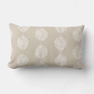 Kust Tropisch Palmblad Patroon Beige Kussen