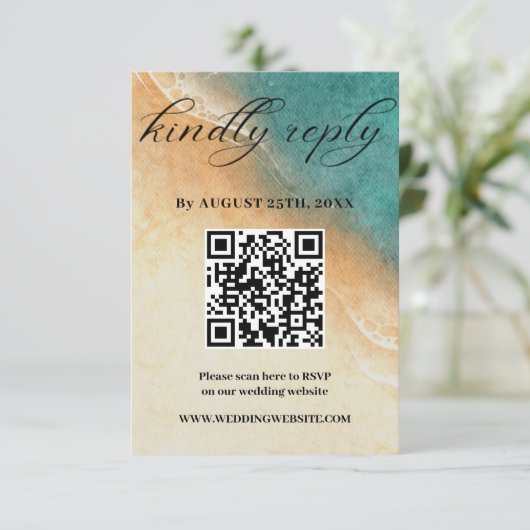 Kust Tropisch Strand Bruiloft RSVP kaart (Staand voorkant)