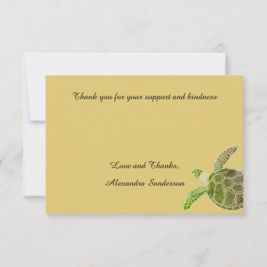 Kust Tropische Groene Zeeschildpad  Bedankkaart (Achterkant)