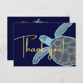 Kust tropische marineblauwe zeeschildpad bedankkaart (Voorkant / Achterkant)