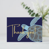 Kust tropische Navy Blue Zeeschildpad Bedankkaart (Staand voorkant)