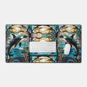 Kust Tropische Orka Zwart Blauw en Goud Bureaumat (Keyboard & Muis)