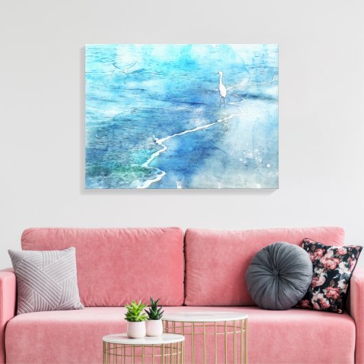 Kust Tropische strand oceaan golven witte gret Canvas Afdruk (Insitu (Woonkamer))