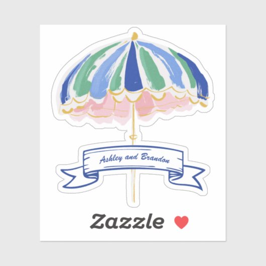 Kust Tropische Strandparasol Persoonlijk Sticker (Vel)
