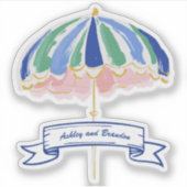 Kust Tropische Strandparasol Persoonlijk Sticker (Voorkant)