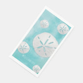 Kust Tropische Zanddollar Turquoise Waterverf Servet (Hoek)