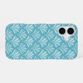 Kust Turquoise Blau Bloemrijke Schelp Kunst iPhone 16 Hoesje (Achterkant horizontaal)