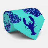 Kust Turquoise Blauwe Kreeft Patroon Stropdas (Opgerold)