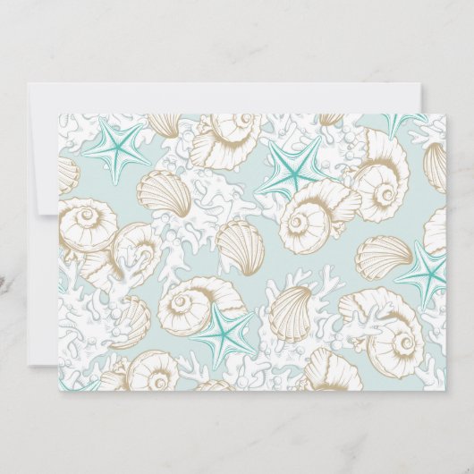 kust turquoise goud bruiloft kaart (Achterkant)