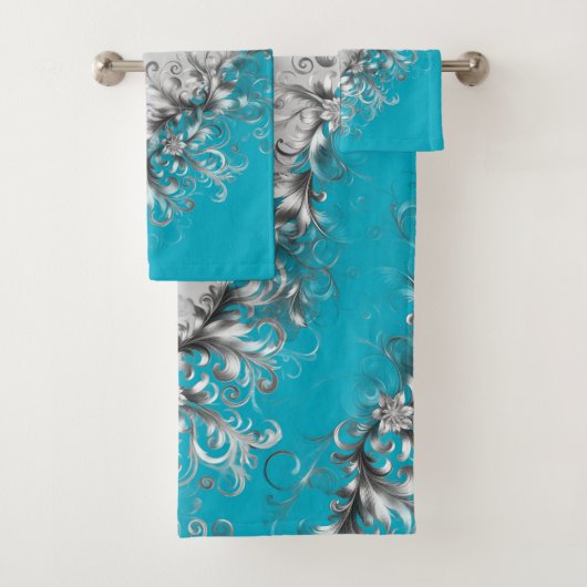 Kust Turquoise Grijs Handdoekenset Bad Handdoek (Insitu)