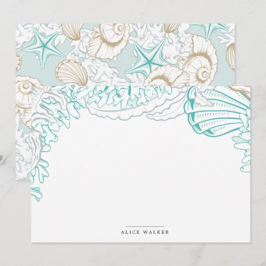 kust turquoise Stationery Note Kaart Notitiekaartje (Voorkant / Achterkant)