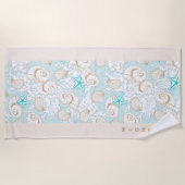 kust turquoise zandstrand Monogram strandlaken (Voorkant)