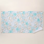 kust turquoise zandstrand Monogram Strandlaken (Voorkant)