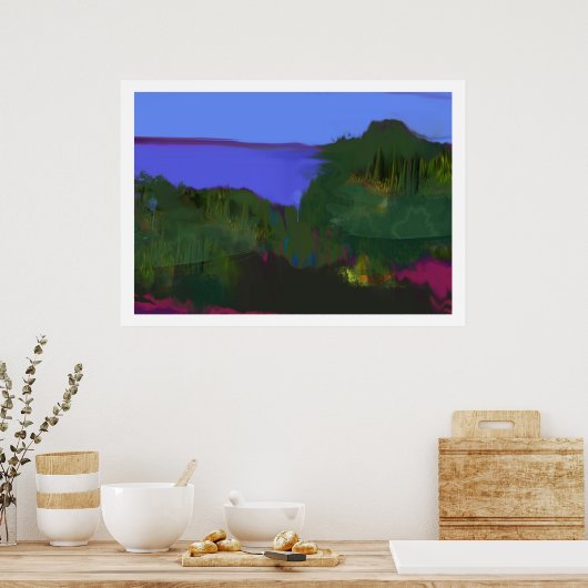 Kust uitzicht abstract landschap poster (Keuken)
