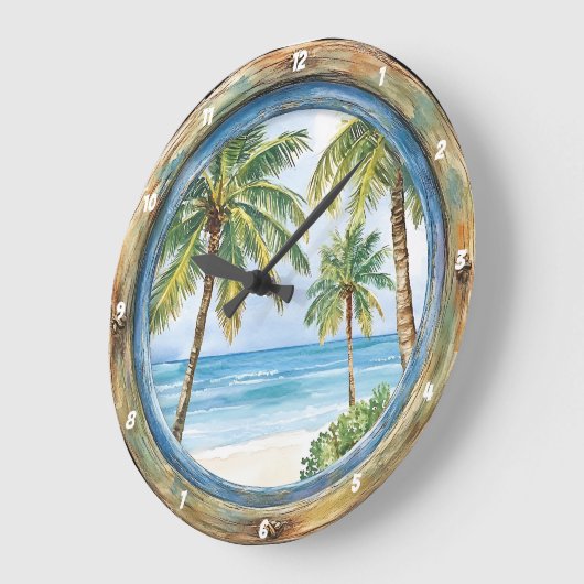 Kust Uitzicht" - Nautisch raam Beach Scene Grote Klok (Hoek)