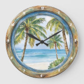 Kust Uitzicht" - Nautisch raam Beach Scene Grote Klok (Voorkant)